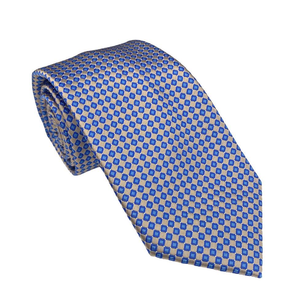Taupe with Blue Diamonds Tie