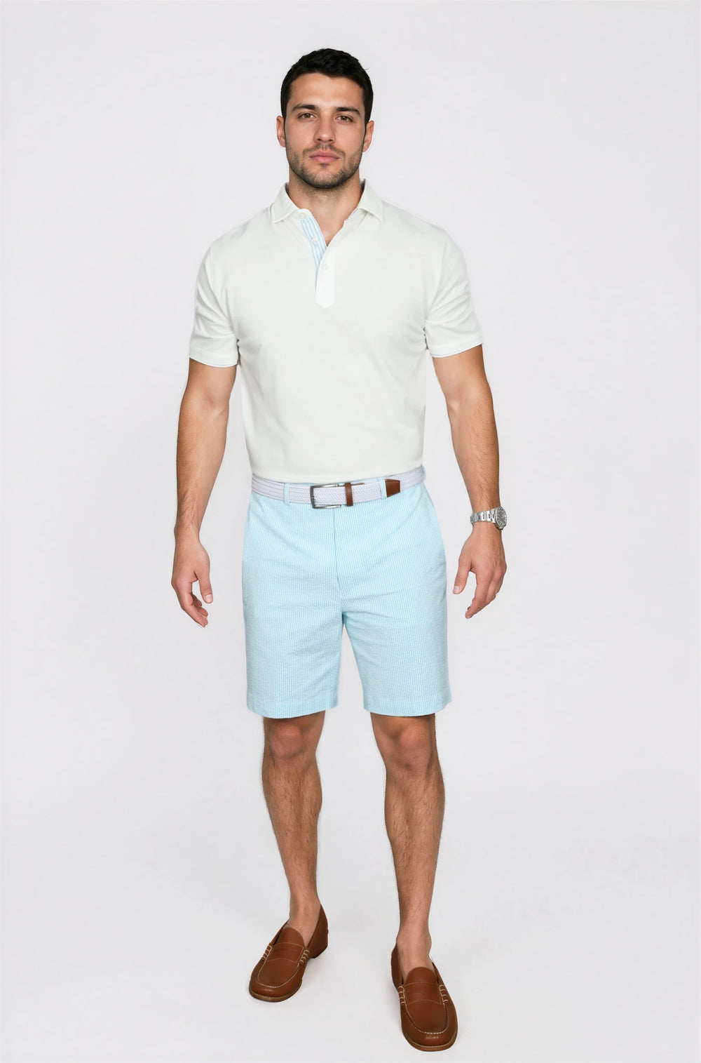 Ursuline Bombay Aqua Seersucker Short