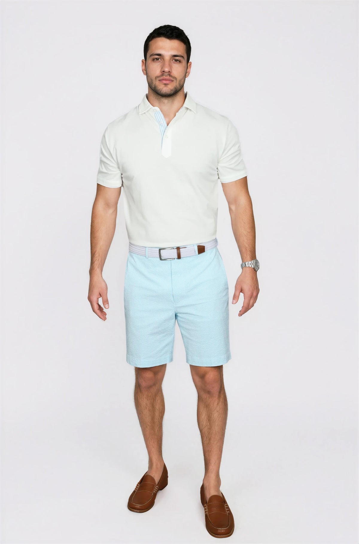 Ursuline Bombay Aqua Seersucker Short