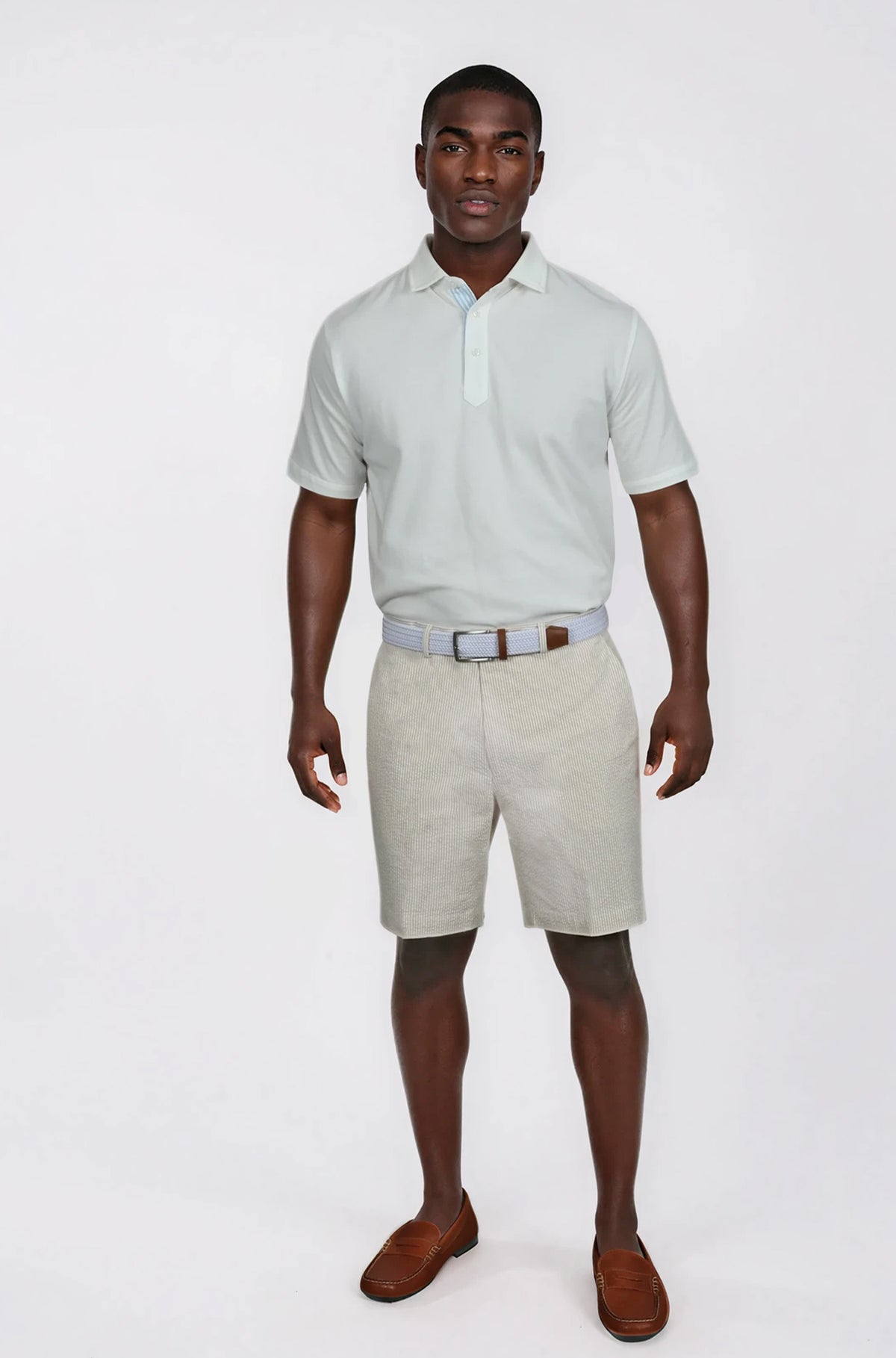 Ursuline Tan Bisque Seersucker Short