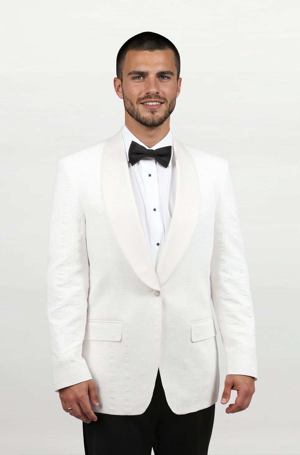 Esplanade Single Breasted White Shawl Seersucker Dinner Jacket