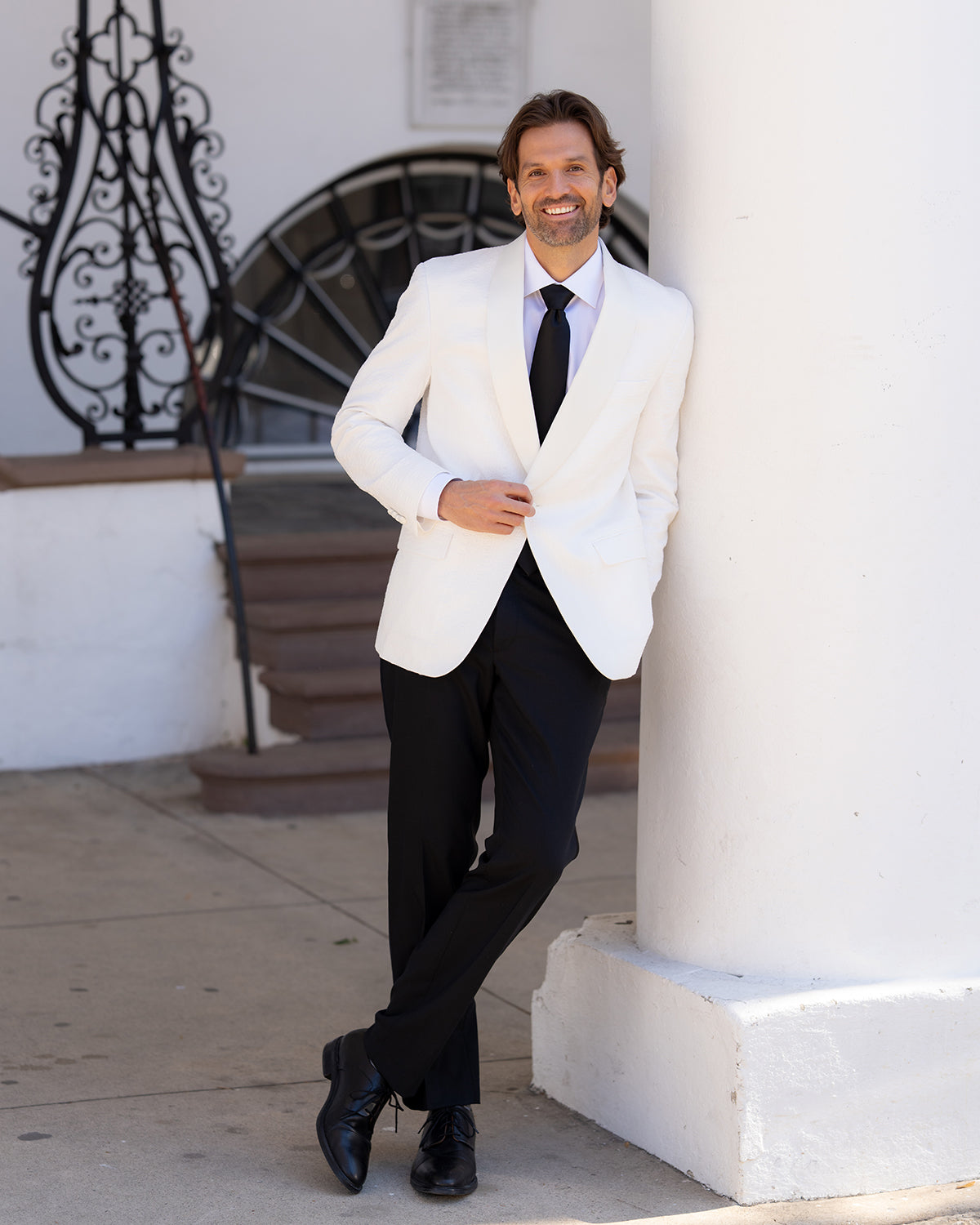 Audubon White Seersucker Shawl Dinner Jacket