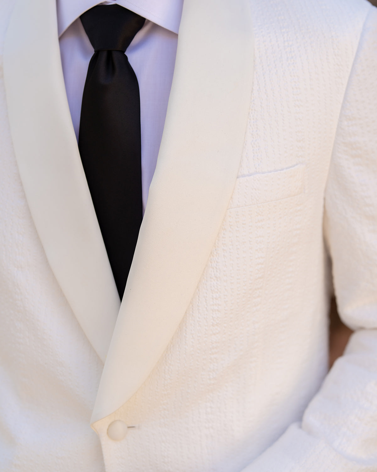 Audubon White Seersucker Shawl Dinner Jacket