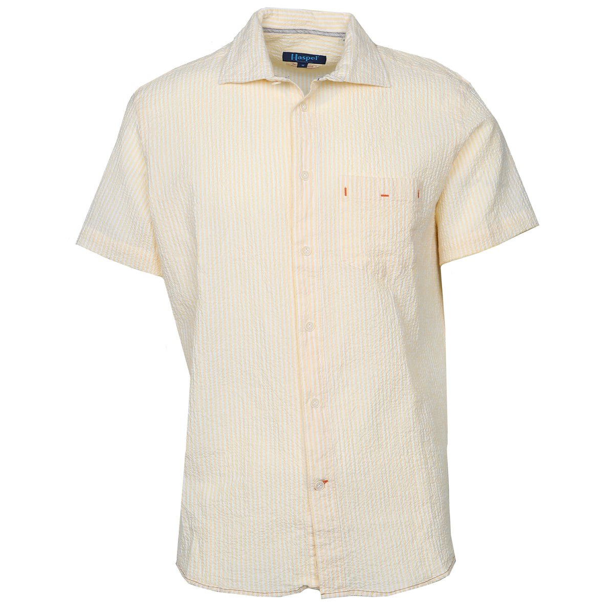 Riley Yellow Stripe Seersucker Short Sleeve Shirt