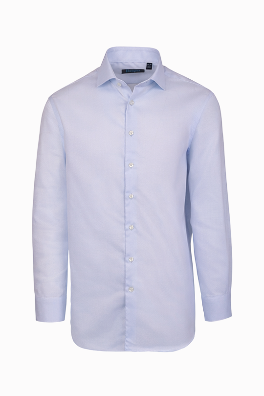Prato Blue Textured Solid Dress Shirt