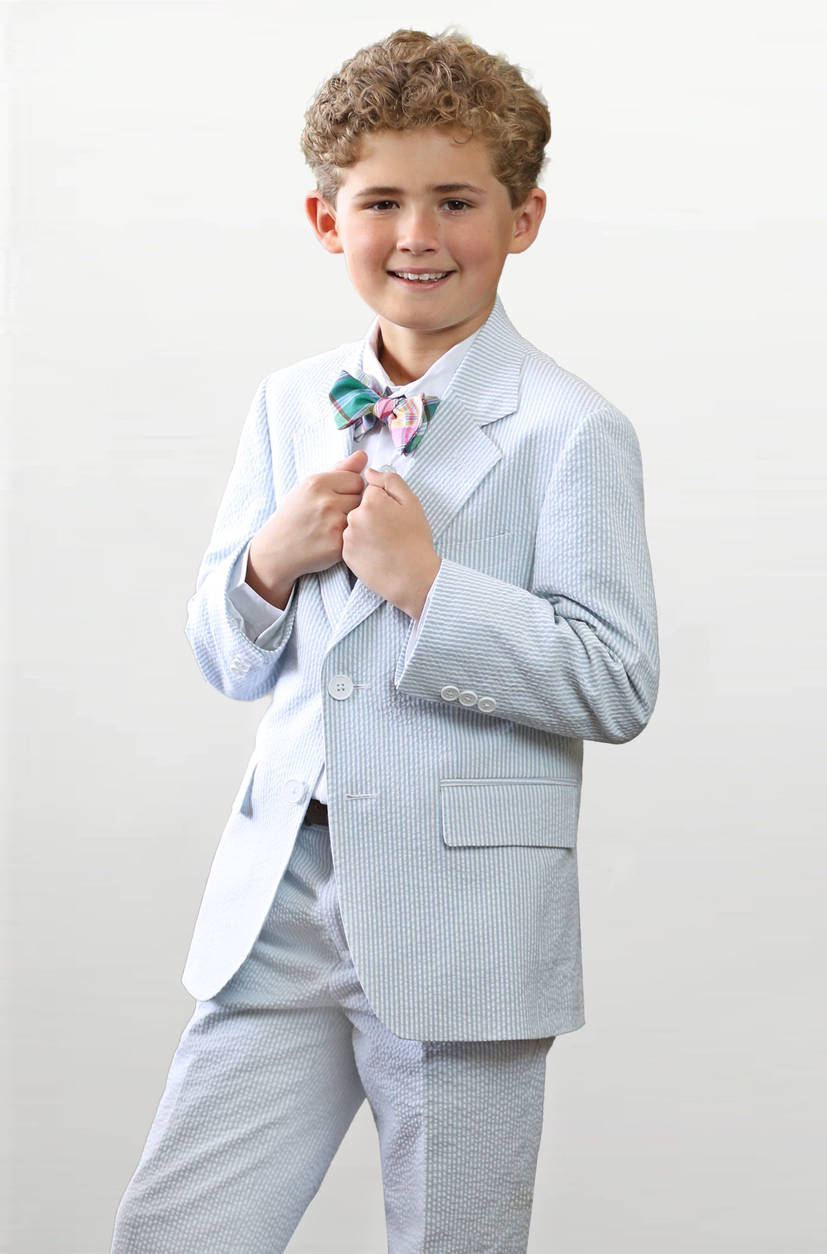 Boy's Blue Ice Seersucker Nested Suit | Seersucker Suits
