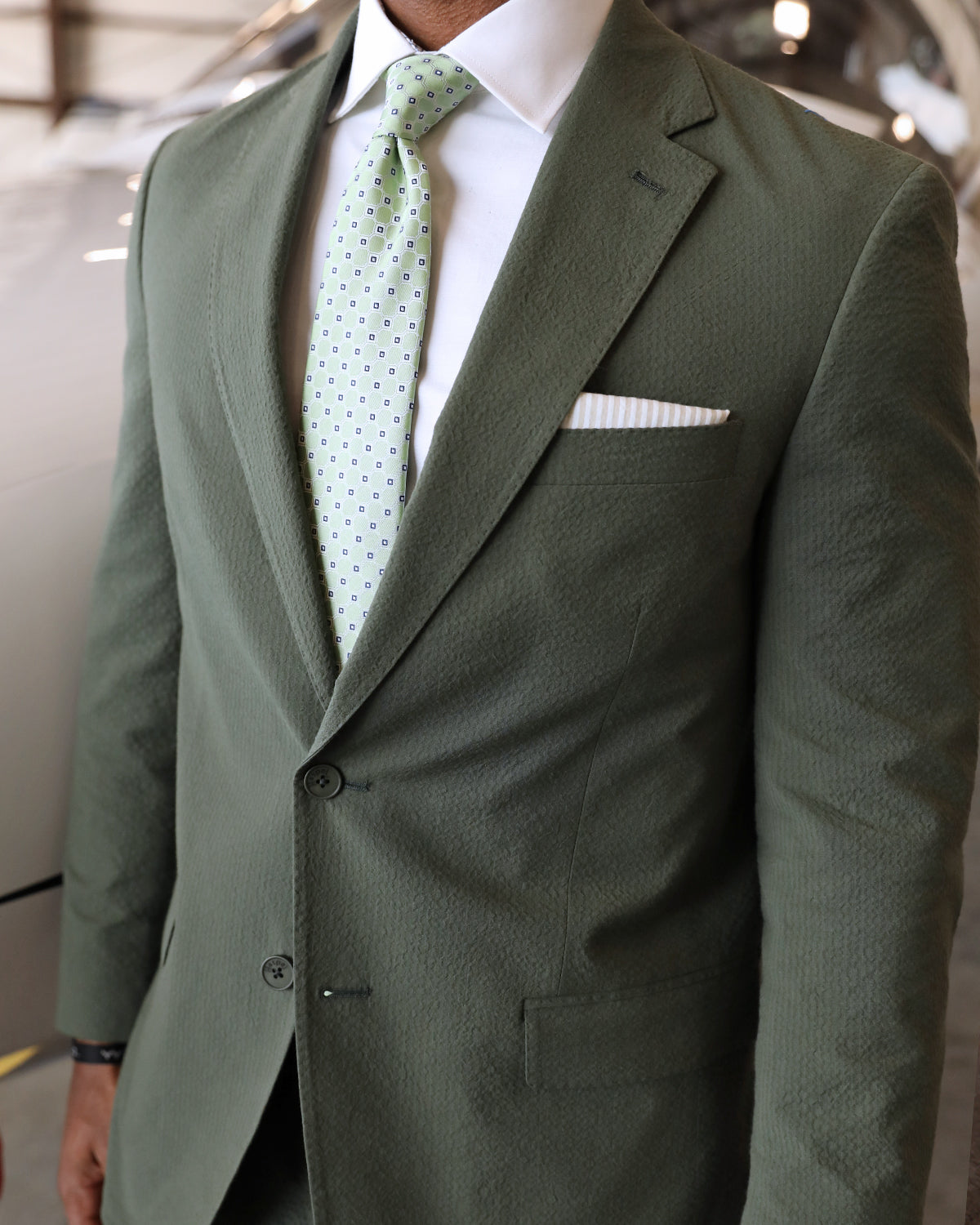 Martini Olive Green Seersucker Stretch Sport Coat | Seersucker Suit Separates