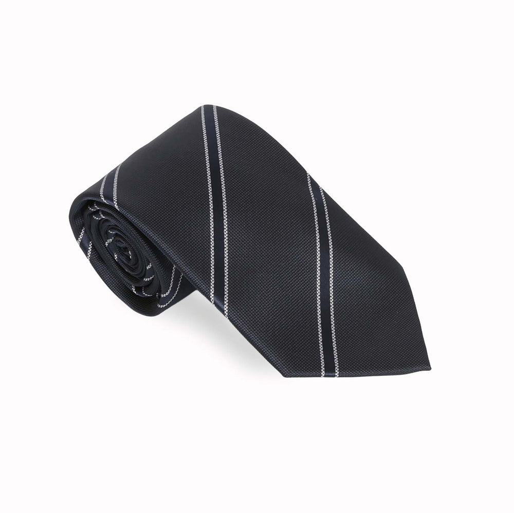 Navy with White Bar Stripe Tie