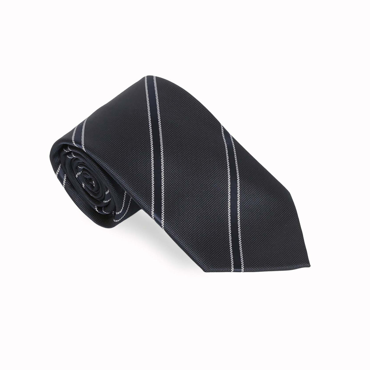 Navy with White Bar Stripe Tie