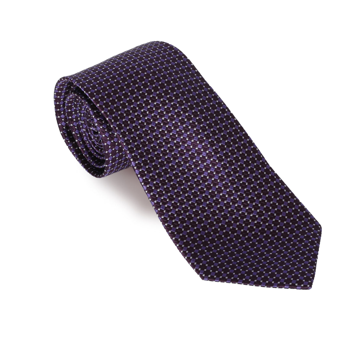 Purple with Purple & White Deco Silk Tie
