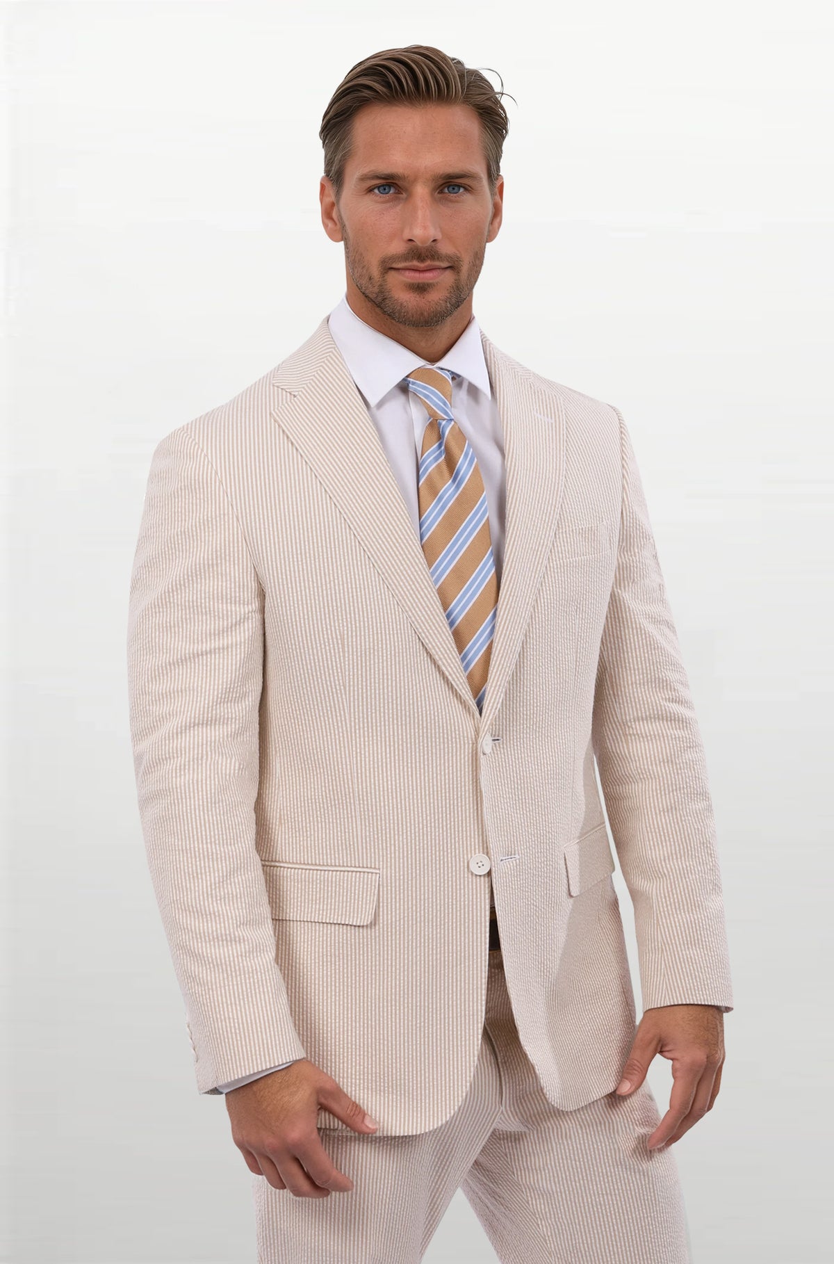 Tan Bisque Seersucker Stretch Sport Coat | Seersucker Suit Separates