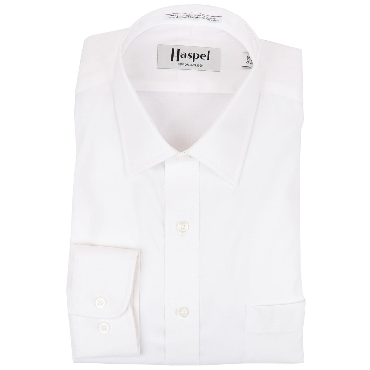 Dauphine Solid White Broadcloth Dress Shirt - Haspel ClothingNo hassle, only Haspel means no wasting time on multiple websites to complete your look. You can find all the classic men's dress shirts here that were carefully chosen to pair up with our unique, lightweight men's suits.