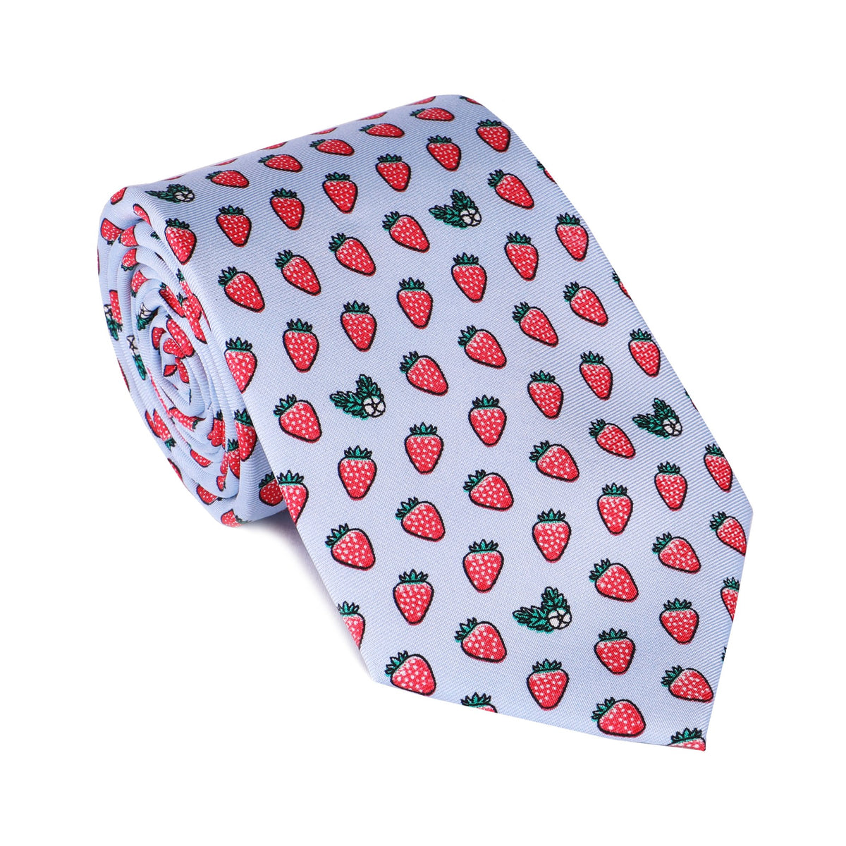 Limited Edition NOLA Couture X Haspel Lt. Blue Strawberry Print Tie - O/S