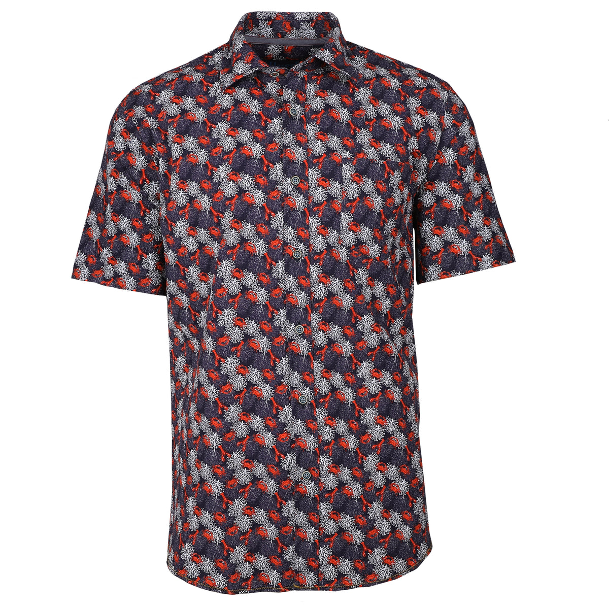 Make a fashion statement at all your crustacean inspired good times. That classic seersucker pucker will keep you cool while your shindig heats up. Prepare to be noticed with this bold and striking style.  100% Cotton Seersucker • Short Sleeve • Spread Collar • No Chest Pocket • Machine Wash • Made in Italy 