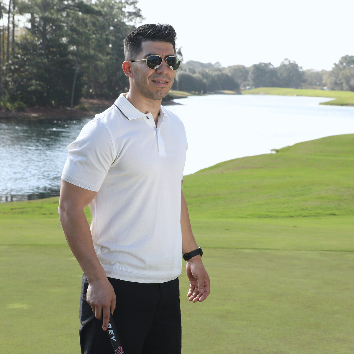 Our Sorrento White Fine Ribbed Light Weight Polo is your ticket to looking smart and feeling comfy on the course, pool, or beach. Whether you’re looking to make a statement on the links or just chill out in style, this white polo is perfect for any occasion. Lightweight and finely ribbed, this polo is sure to keep you feeling fine and free!