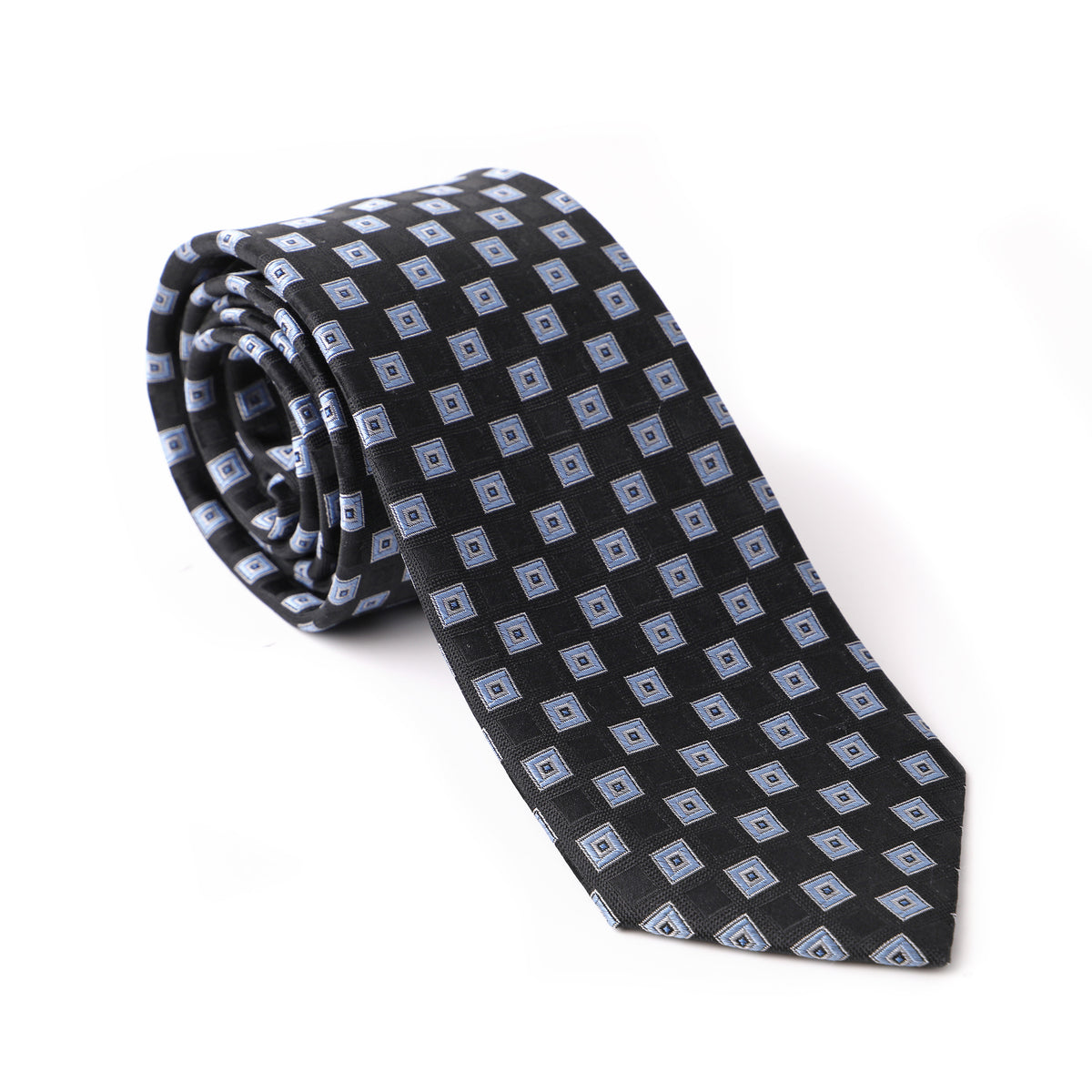 Black with Blue Box Print Tie