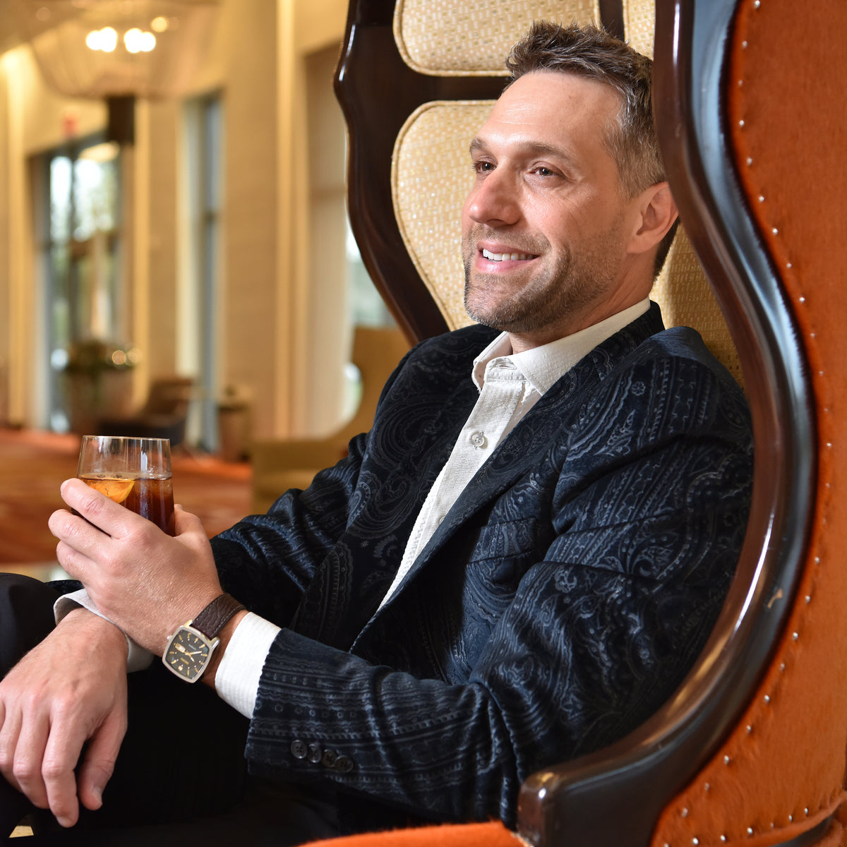 Audubon Black Gray Paisley Velvet Sport Coat