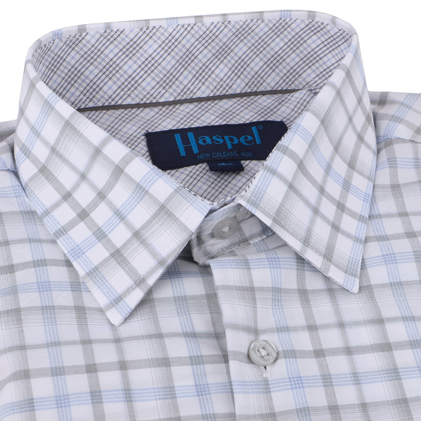 FINAL SALE *** Light Blue & Grey Plaid Tailored Fit Dress Shirt FINAL SALE *** Light Blue & Grey Plaid Tailored Fit Dress Shirt