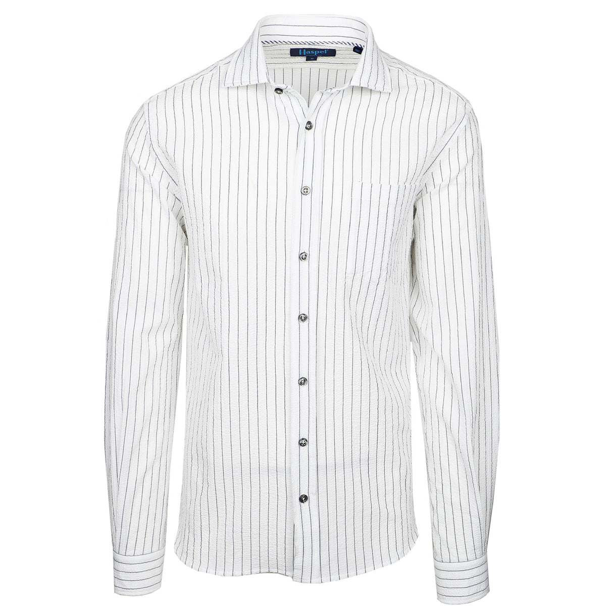 Seersucker stripes for the win. Subtle, classic, and ready for some bon temps.  100% Cotton Seersucker • Spread Collar • Long Sleeve • Chest Pocket • Machine Washable • Made in Italy