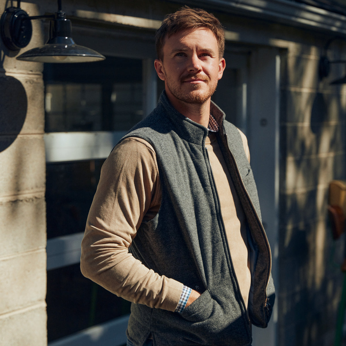 Versatility and style to keep your look zipped up in any season.   Quilted Wool Blend Shell • Striped Poly Lining • Full Metal 2-Way Zipper • Dry Clean Only • Imported