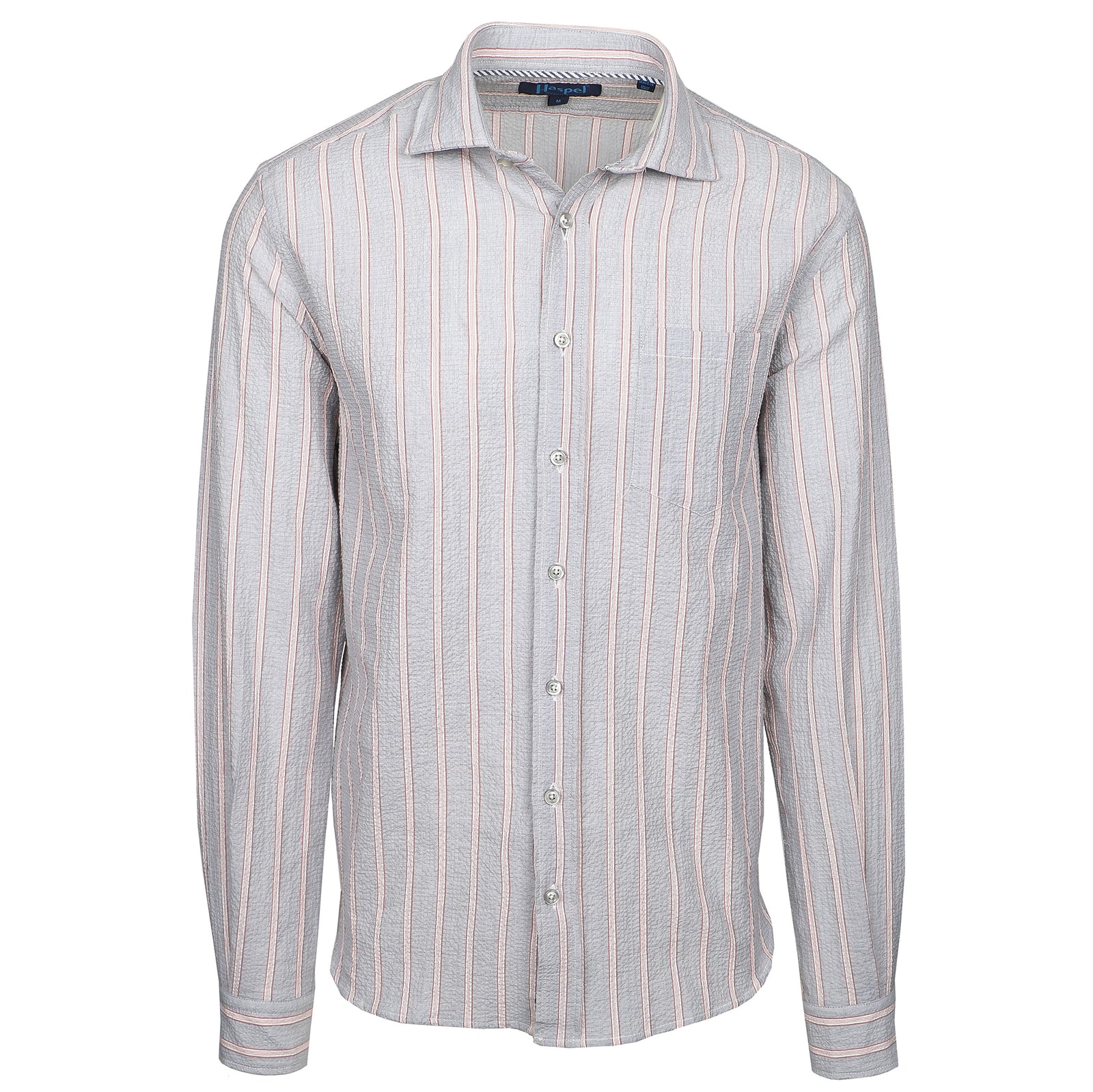 Seersucker is our game, let us help you with yours. Distinctive stripes to stand out and our unique seersucker texture to keep you cool.   100% Cotton Seersucker • Spread Collar • Long Sleeve • Chest Pocket • Machine Washable • Made in Italy