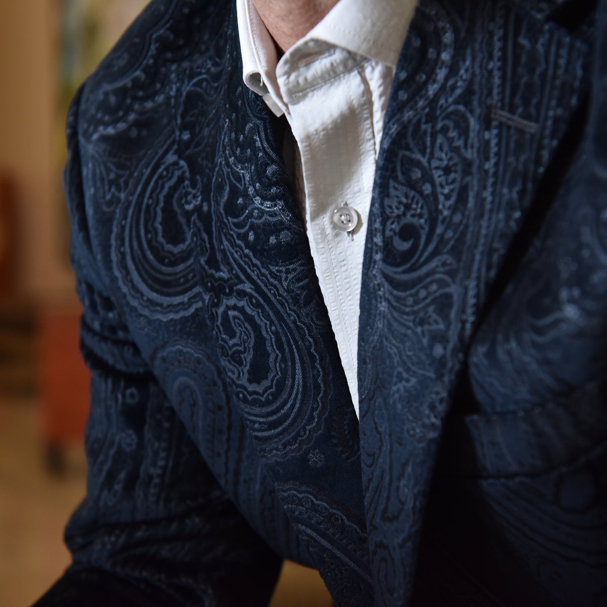 Audubon Black Gray Paisley Velvet Sport Coat