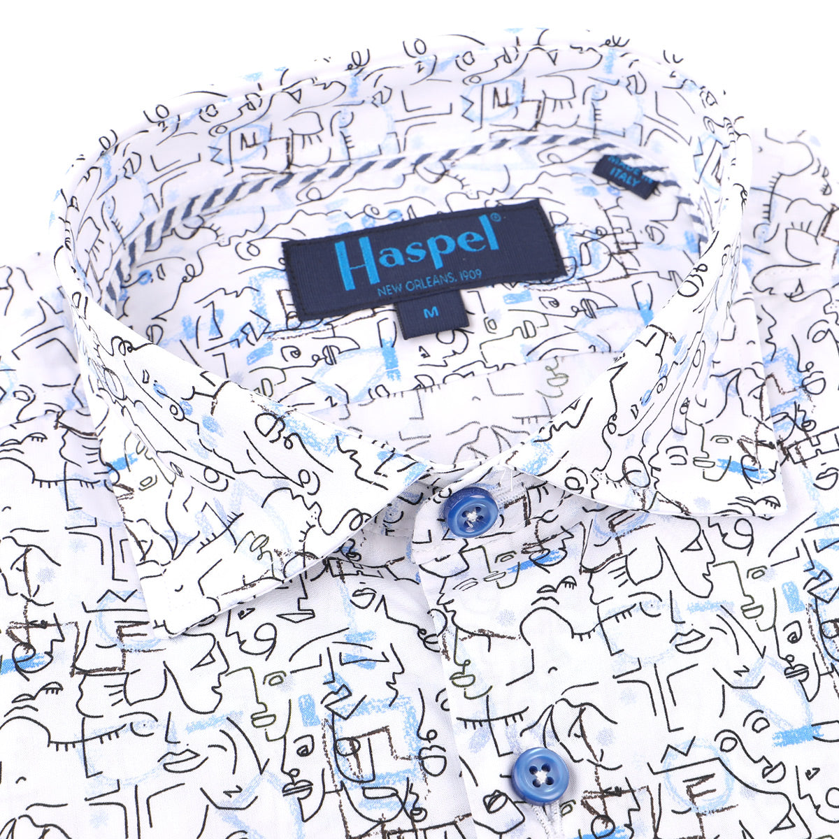 A masterpiece if there ever was one. Shake things up and get ready for a good time.  100% Cotton • Long Sleeve • Spread Collar • Chest Pocket • Classic Fit