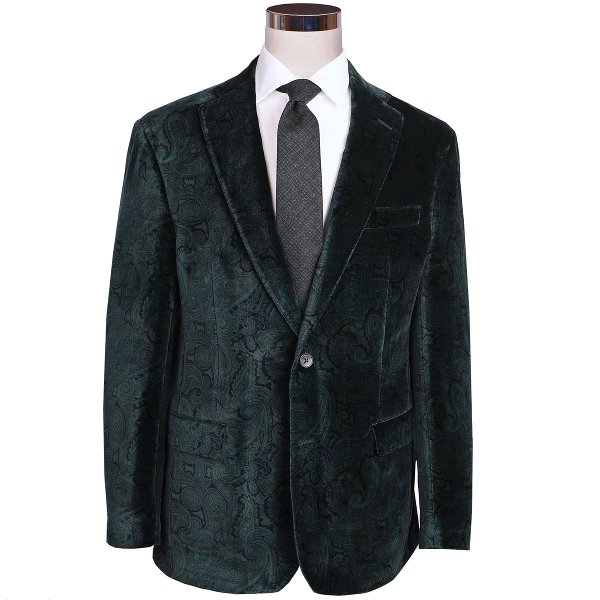 Audubon Black Green Paisley Velvet Sport Coat