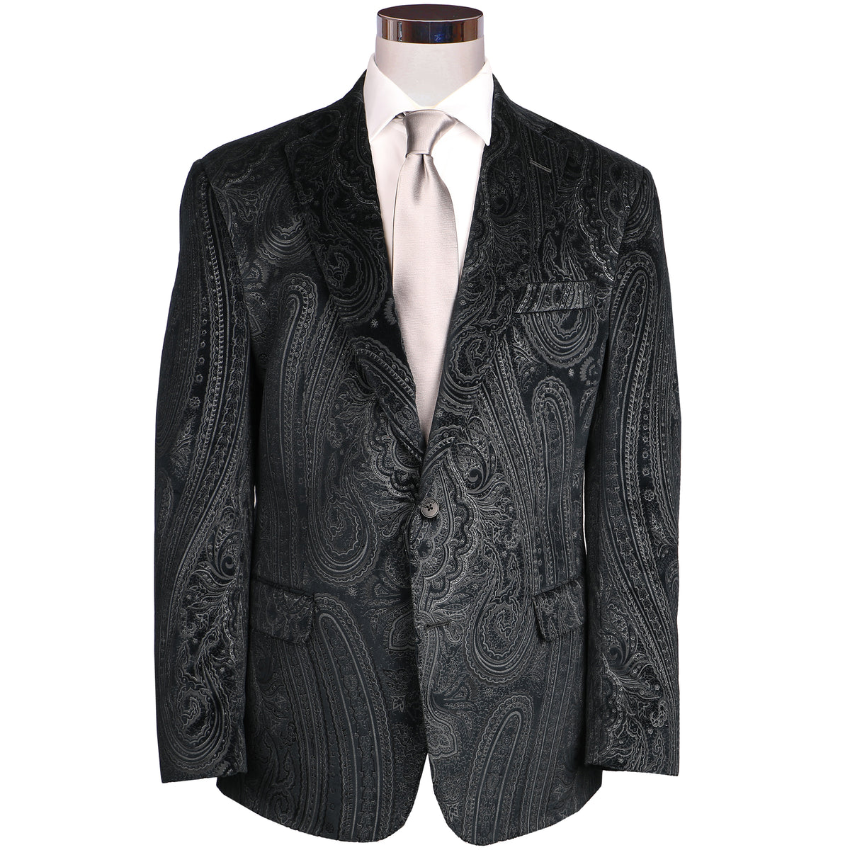 Audubon Black Gray Paisley Velvet Sport Coat