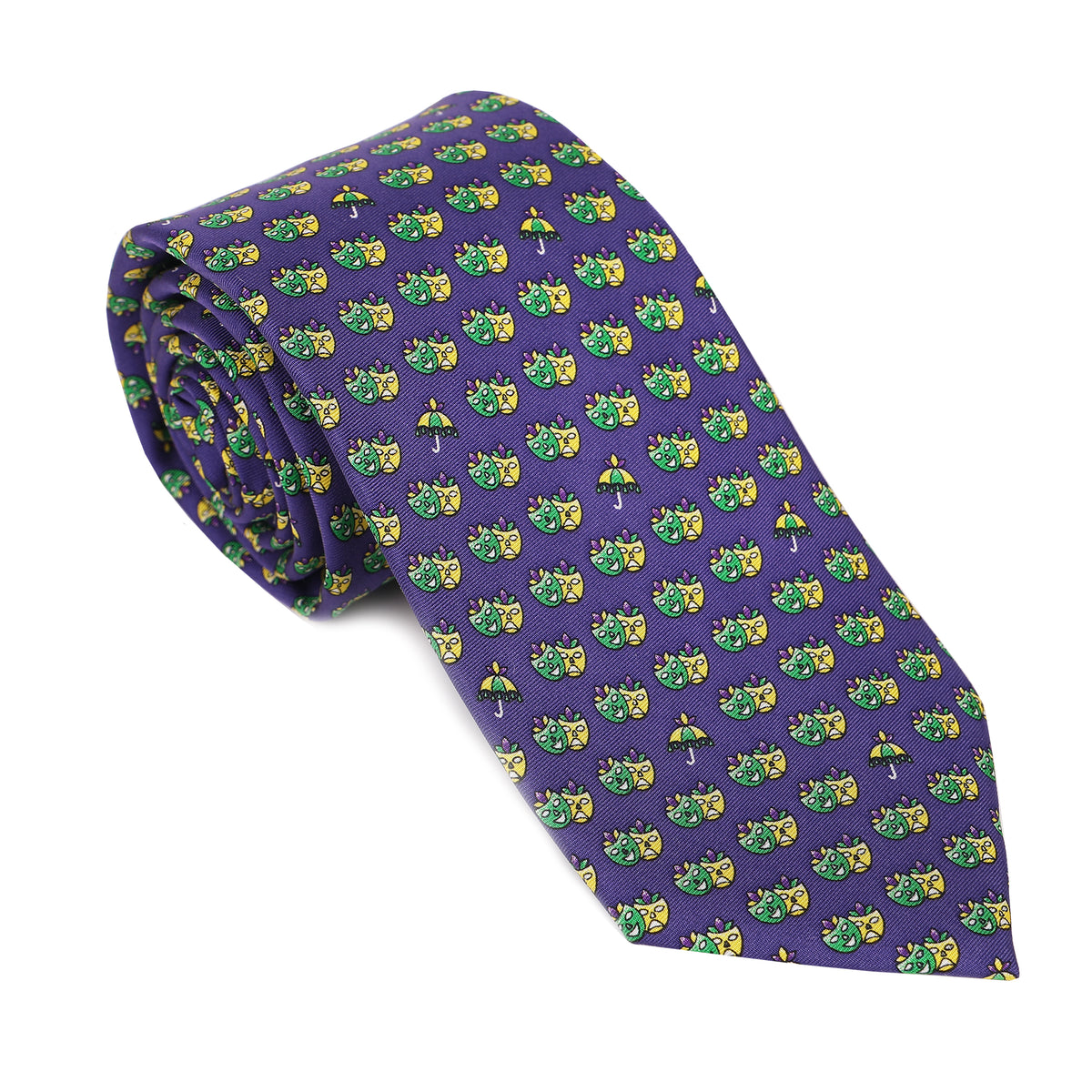 Represent the revelry in our regal 100% silk ties. Carnival season never looked so good. Tie one on so you can tie one on!  Limited Edition Haspel x NOLA Couture Exclusive Collaboration • 100% Silk • 3 1/4" Wide • Seersucker Keeper