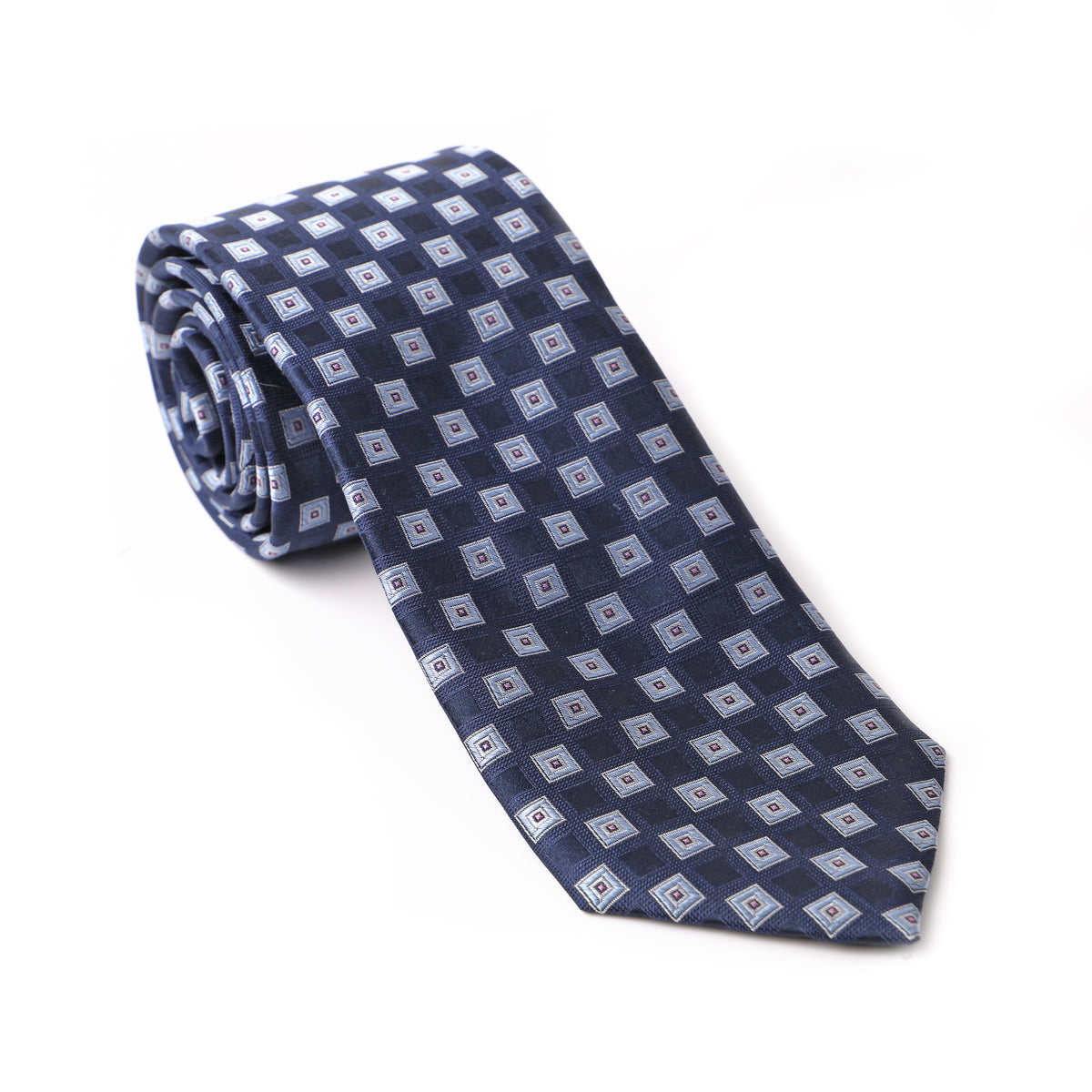 Navy with Light Blue Box Print Tie