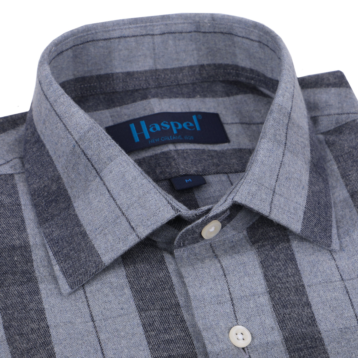 Denim toned plaid and ready to go. Lightweight brushed cotton for style and comfort.  100% Cotton • Long Sleeve • Spread Collar • Chest Pocket • Classic Fit