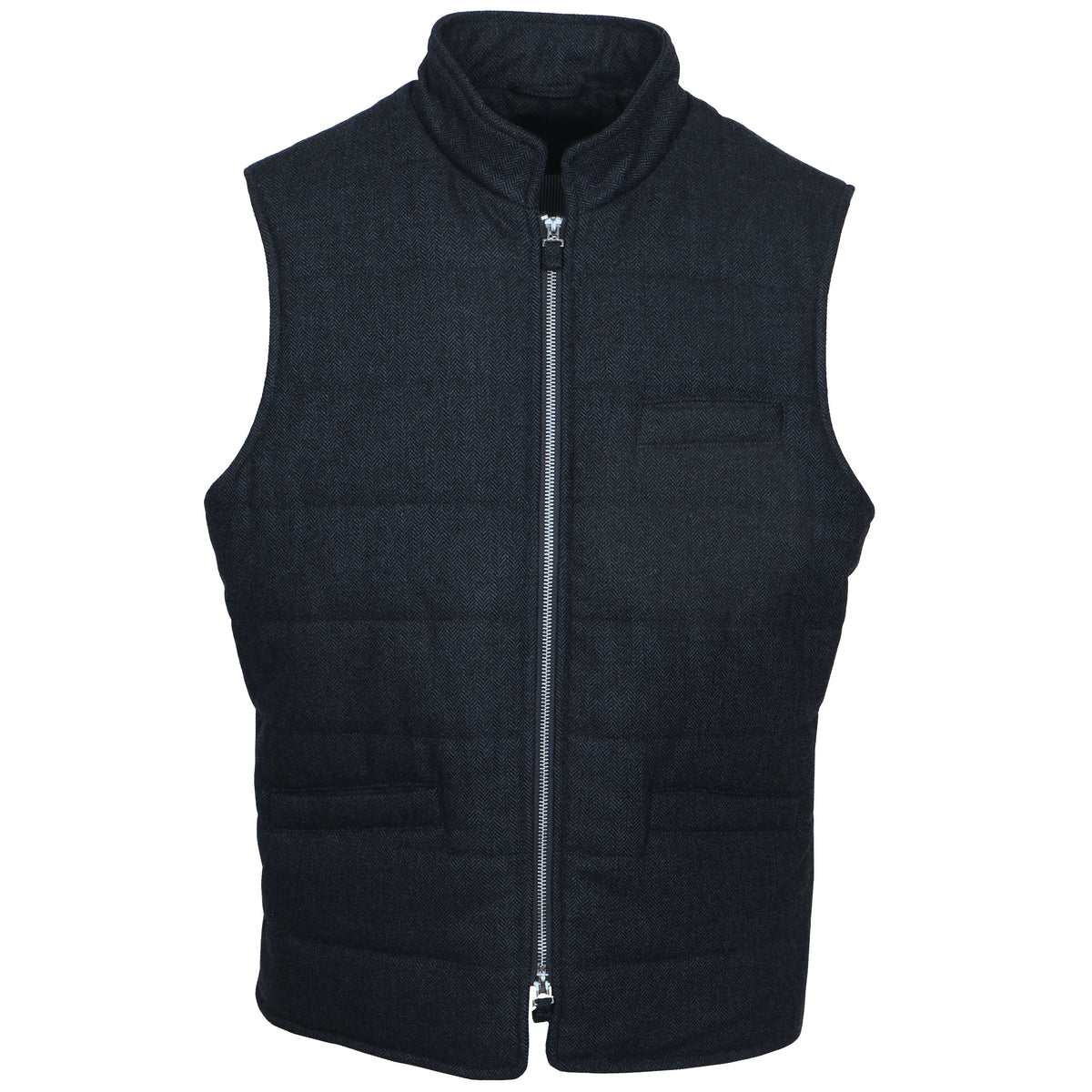 Versatility and style to keep your look zipped up in any season.   Quilted Wool Blend Shell • Striped Poly Lining • Full Metal 2-Way Zipper • Dry Clean Only • Imported