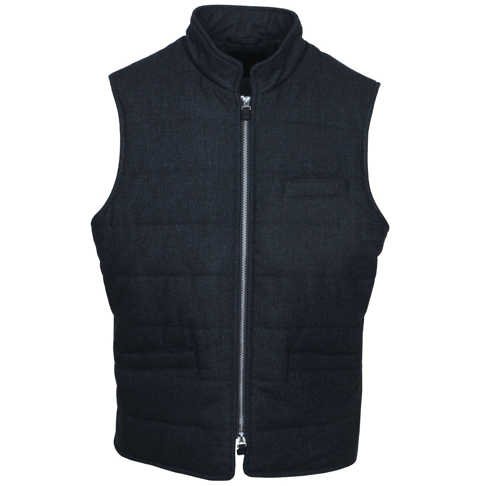 Versatility and style to keep your look zipped up in any season.   Quilted Wool Blend Shell • Striped Poly Lining • Full Metal 2-Way Zipper • Dry Clean Only • Imported