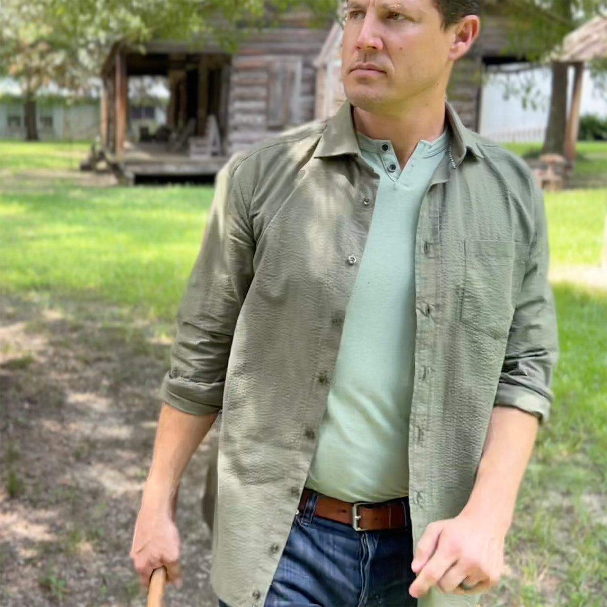 *** FINAL SALE *** Chartres Solid Olive Seersucker