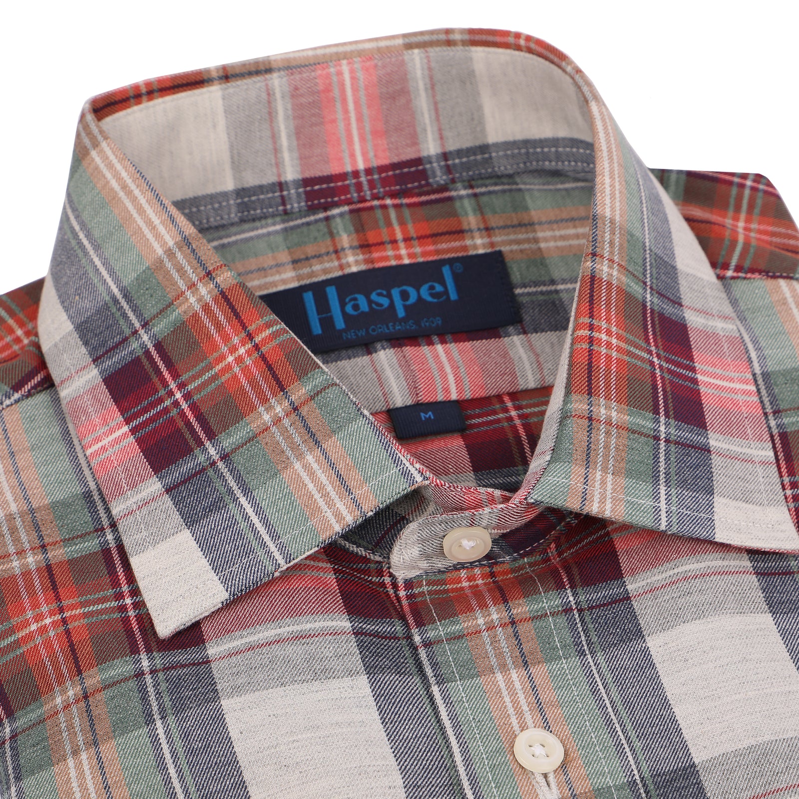 Classic plaid on soft brushed cotton. The lightweight look of the season.  100% Cotton • Long Sleeve • Spread Collar • Chest Pocket • Classic Fit