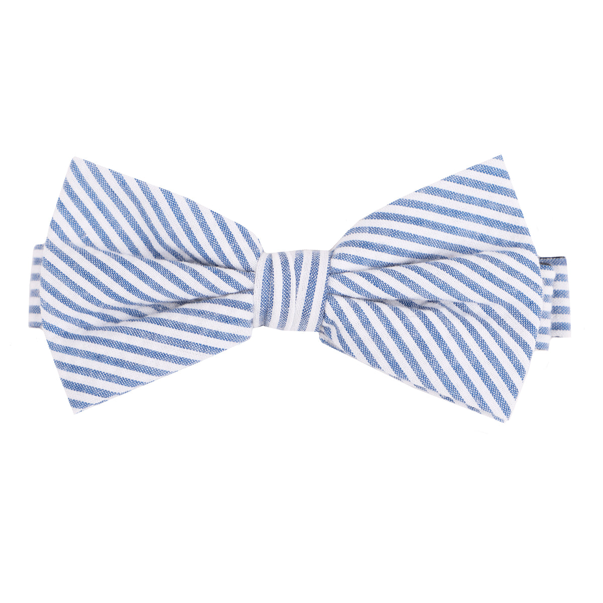 Pre-Tied Navy & White Seersucker Bowtie