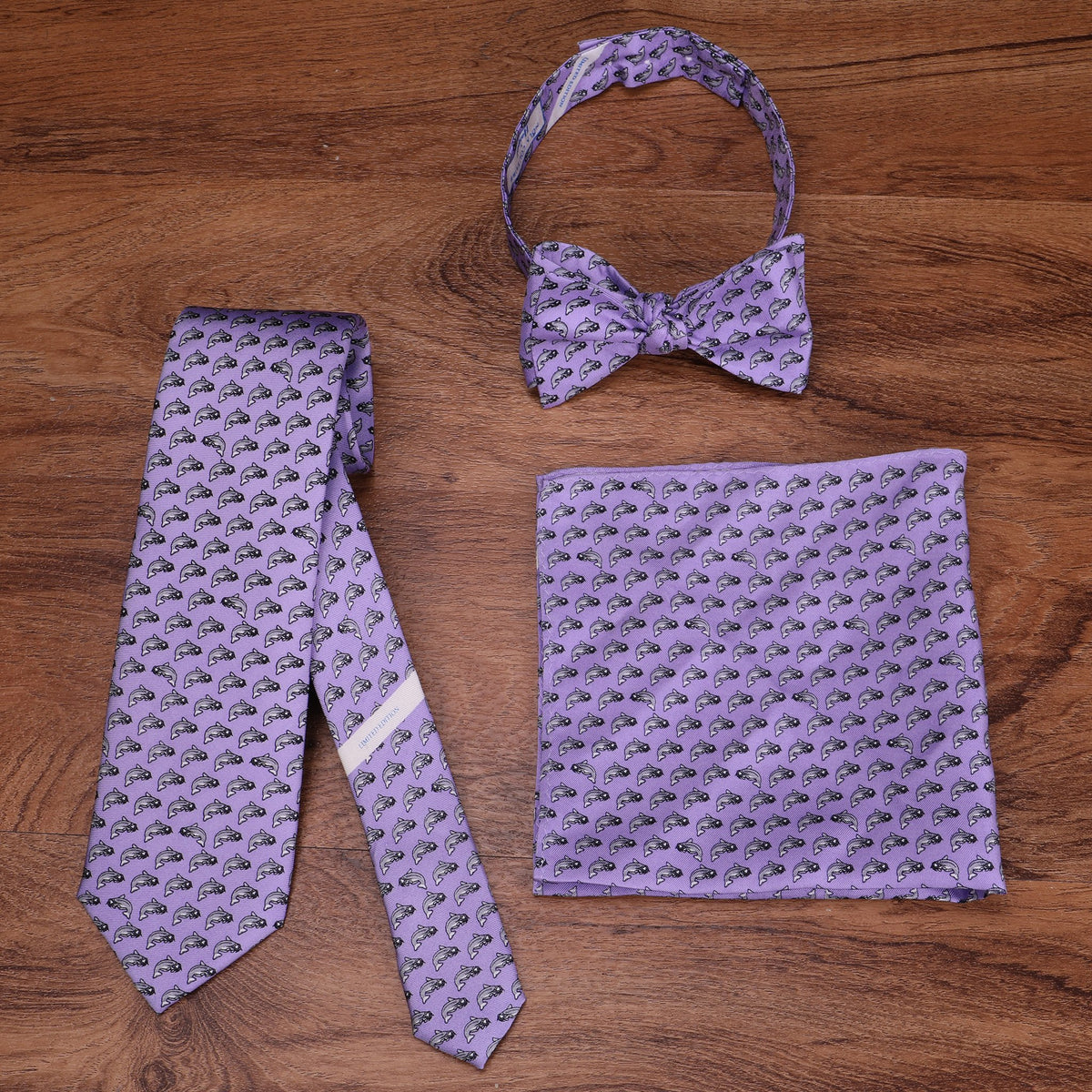 Limited Edition NOLA Couture X Haspel Lavender Catfish Print Pocket Square - O/S