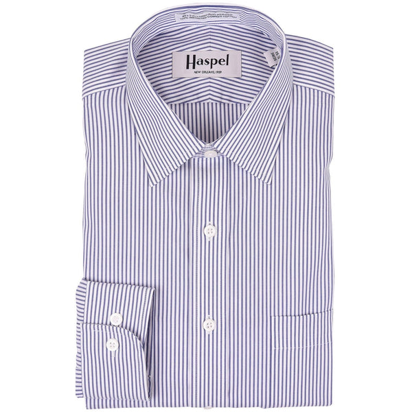 Navy Bankers Stripe Dress Shirt Men's Dress Shirts Haspel