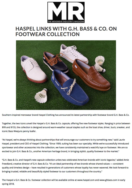 Haspel teams up with G.H. Bass Co. MR MAG.COM JANUARY 2018