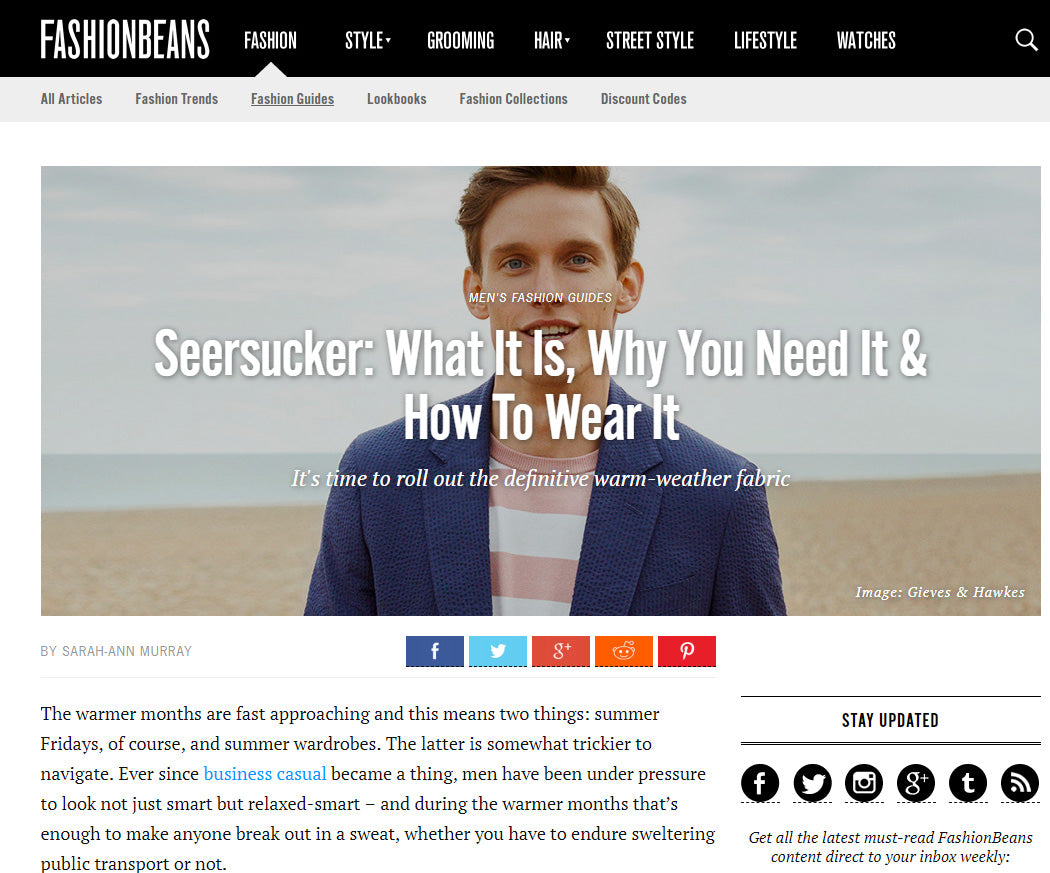 Seersucker: What It Is, Why You Need It | FASHIONBEANS | MAY 2018