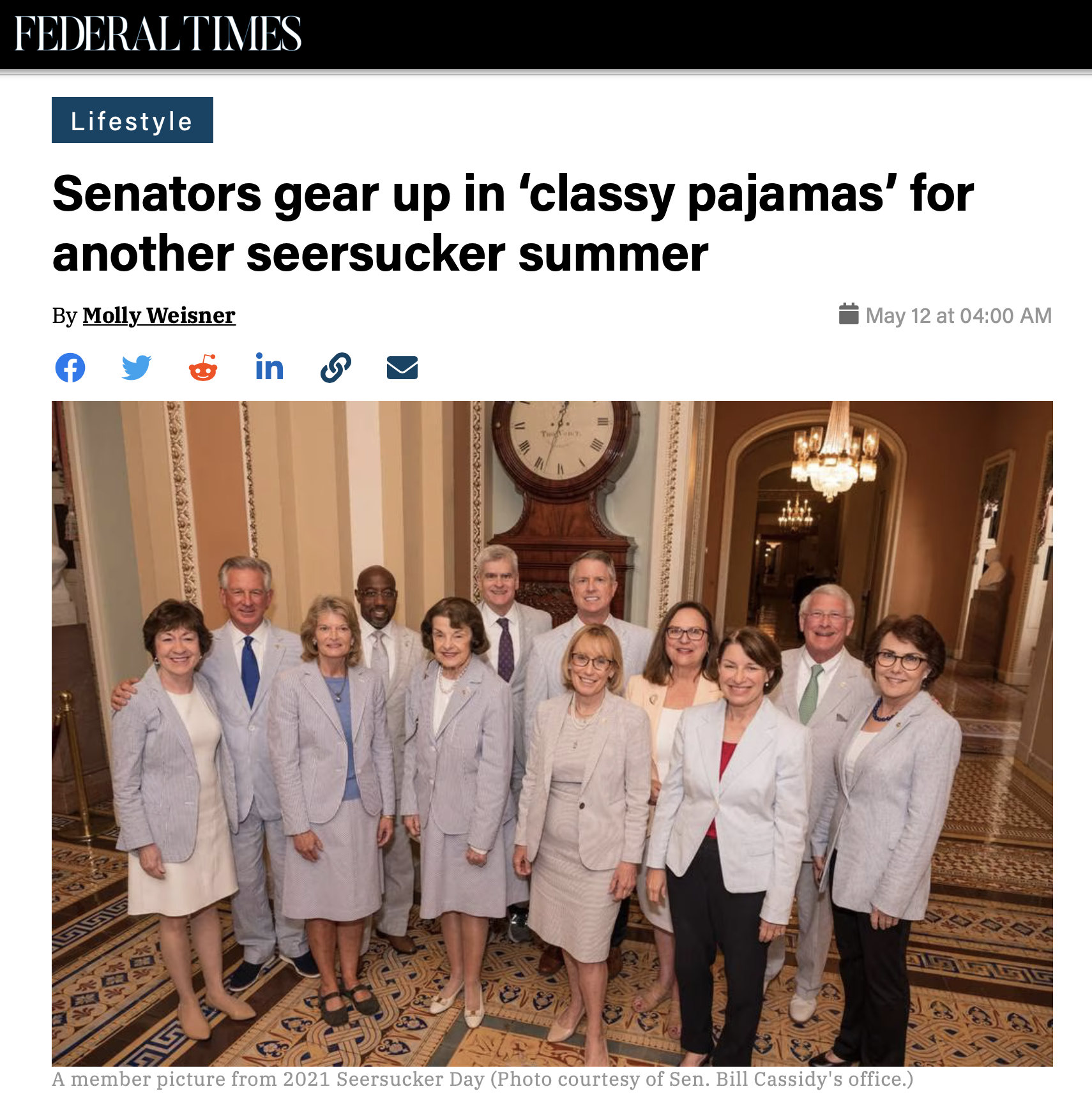 Senators gear up in 'classy pajamas" for another seersucker summer