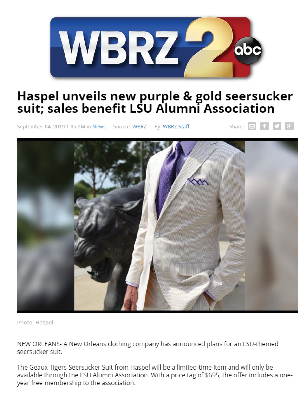 Haspel unveils new purple & gold seersucker suit | WBRZ | SEPTEMBER 2019