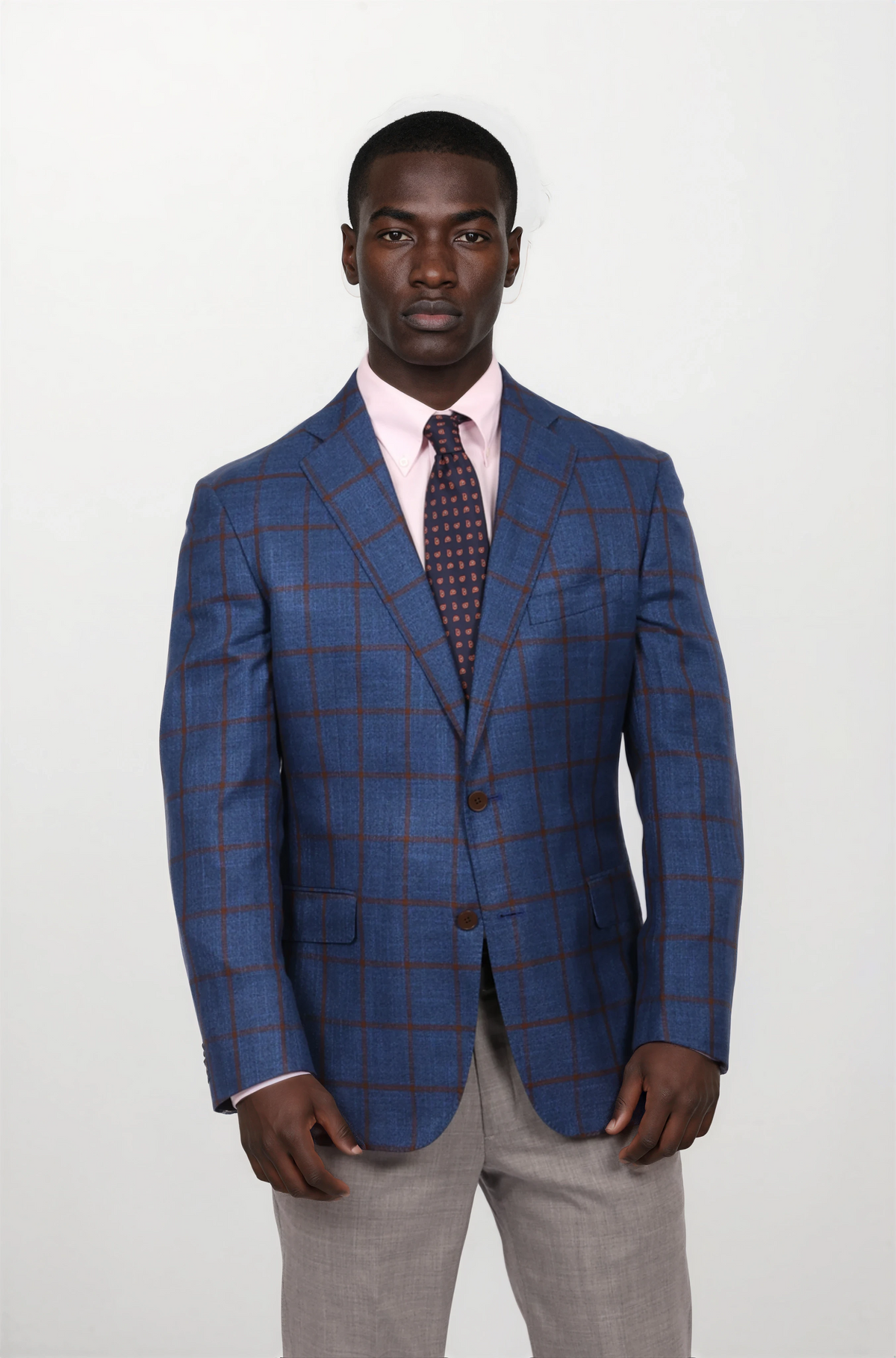 Men's Sport Coat | Audubon Green with Royal Blue Oversized Check