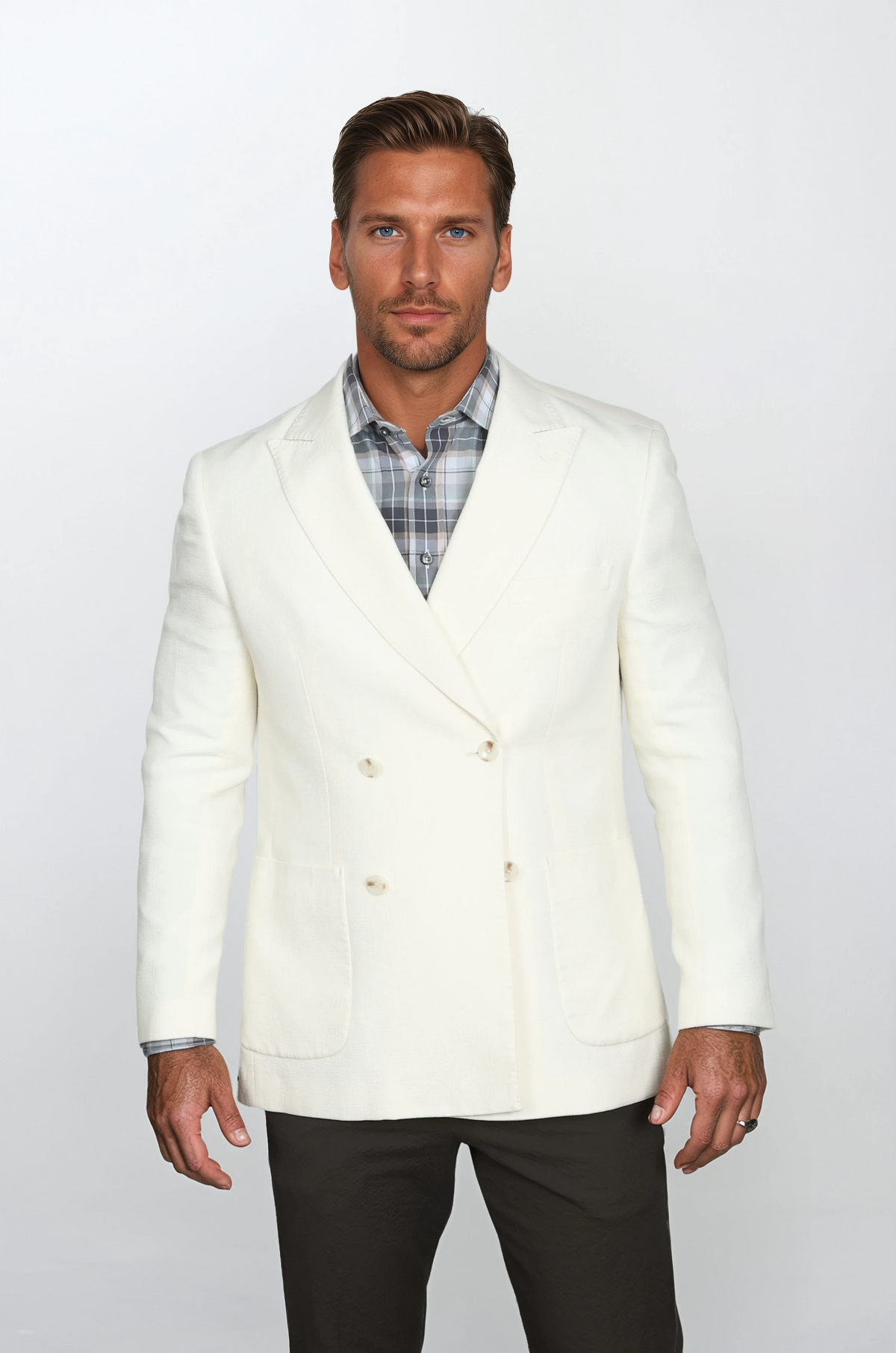 Randolph Ivory Double-Breasted Seersucker Sportcoat