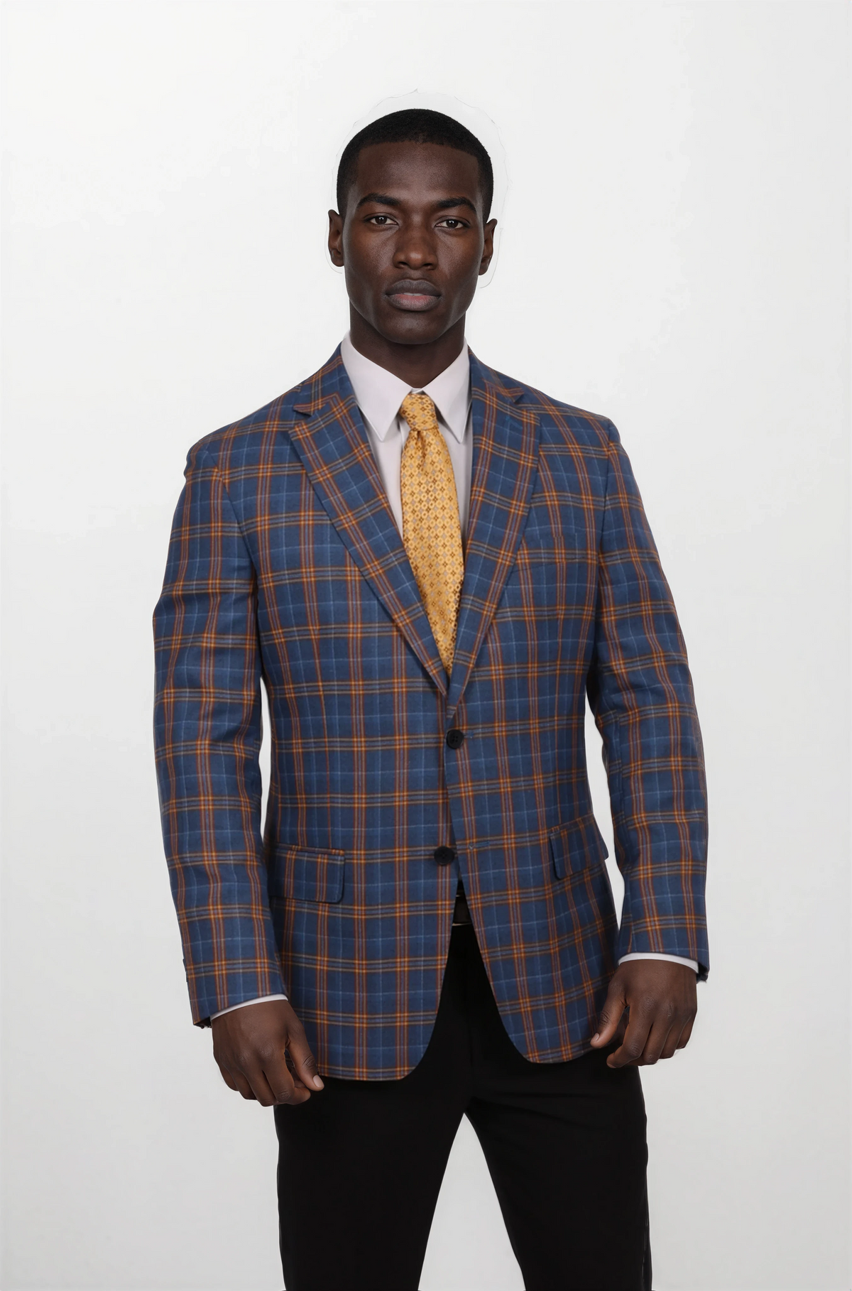 Audubon Medium Blue with Rust Gold Plaid