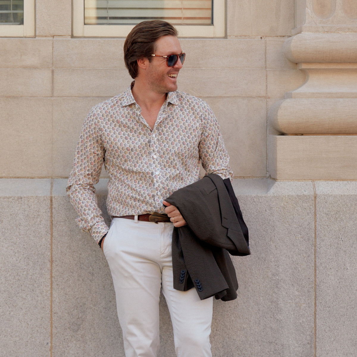 The Carroll Red &amp; BlackPrint Shirt features a daring leaf pattern in vivid reds, blacks, and tans. Featuring striking white buttons, this sport shirt will take you from the office to the outdoors with a fearless look.  100% Cotton • Spread Collar • Long Sleeve • Machine Washable • Made in Italy • Return Policy