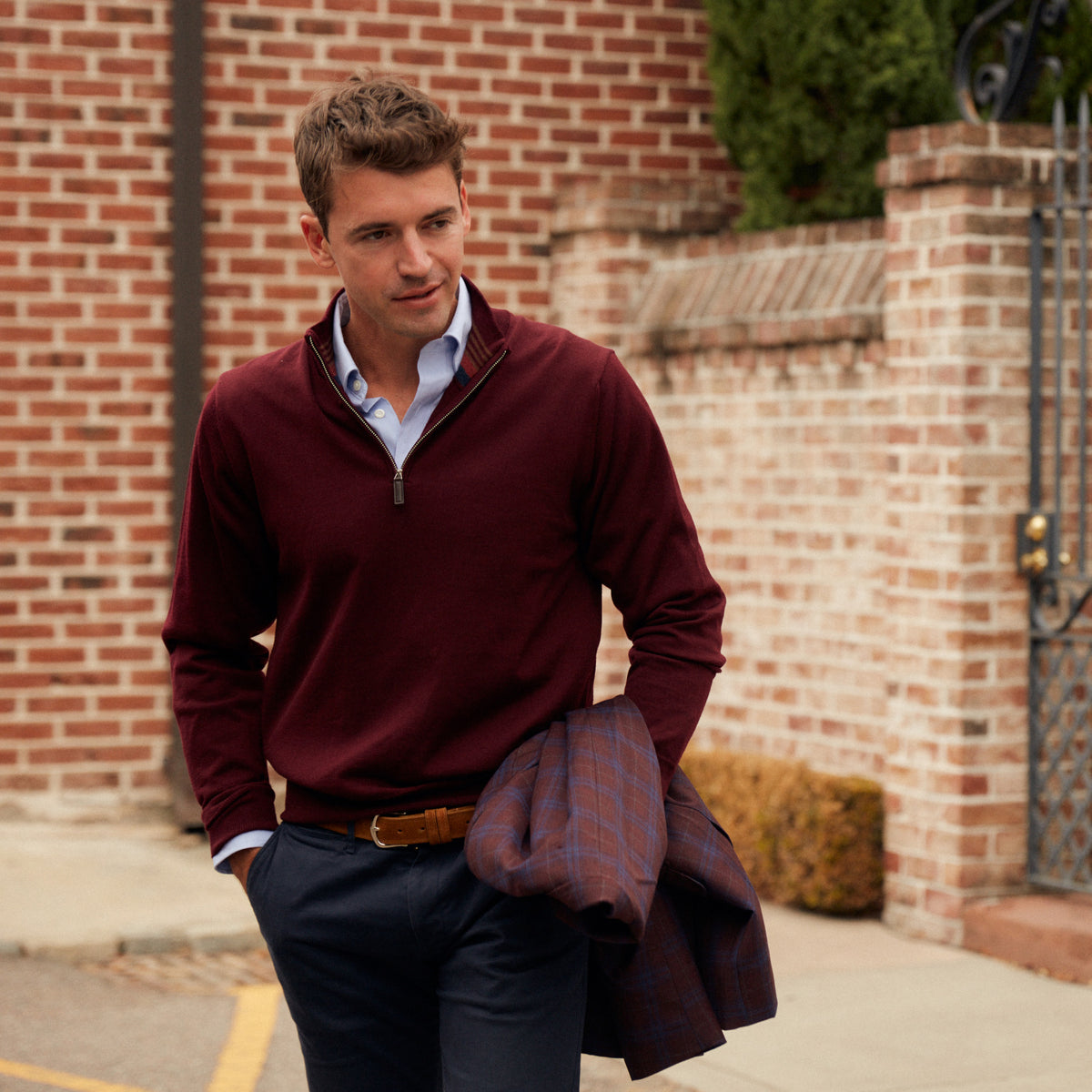 Lafayette Merlot Quarter Zip Sweater