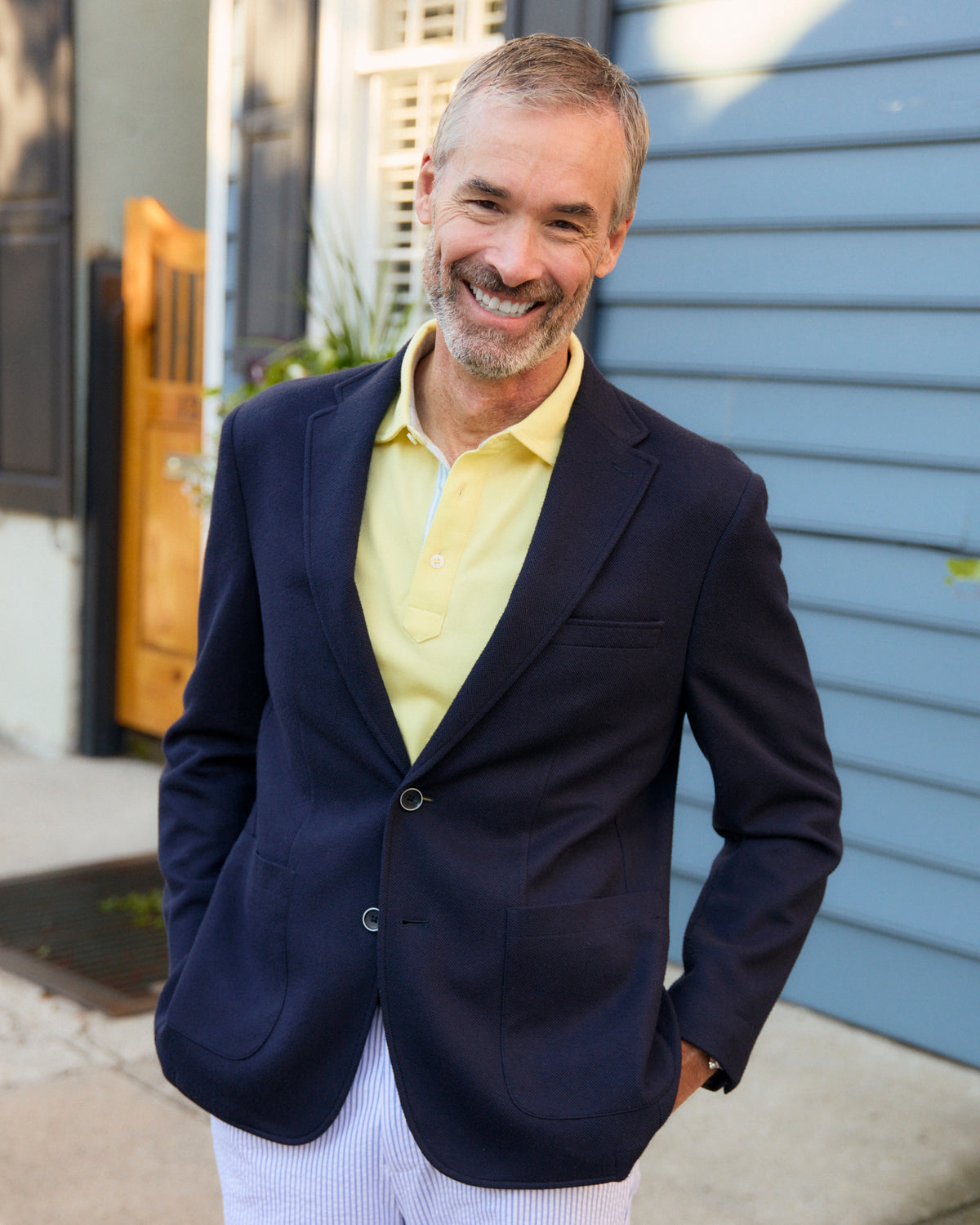 Traveler Navy Knit Blazer - Tailored Fit