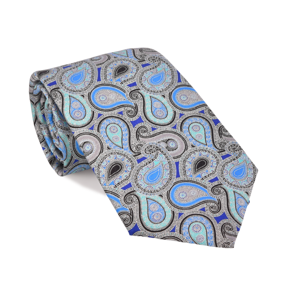 Blue & Mint Paisley Print Tie